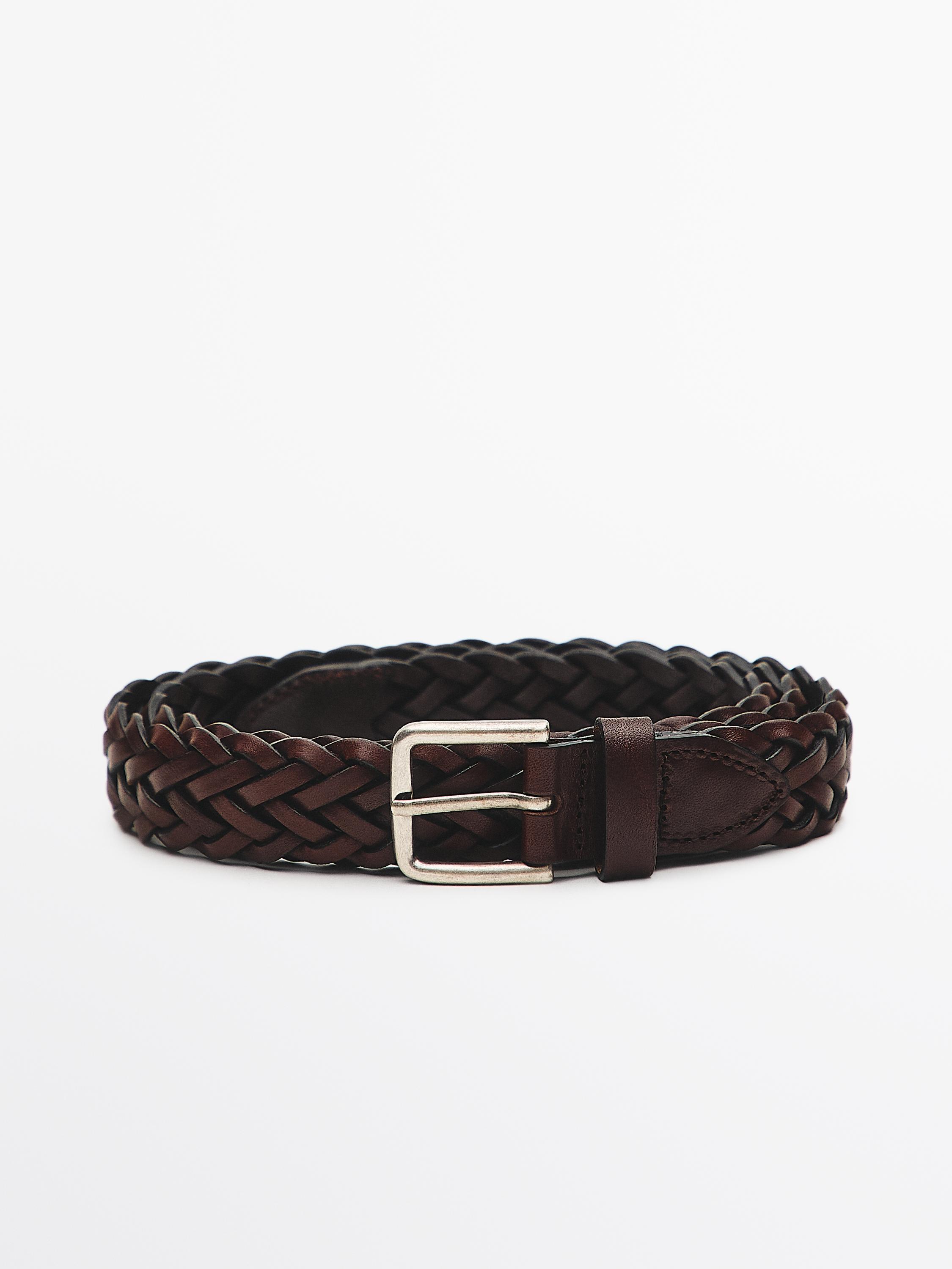 Ceinture tressée en cuir nappa